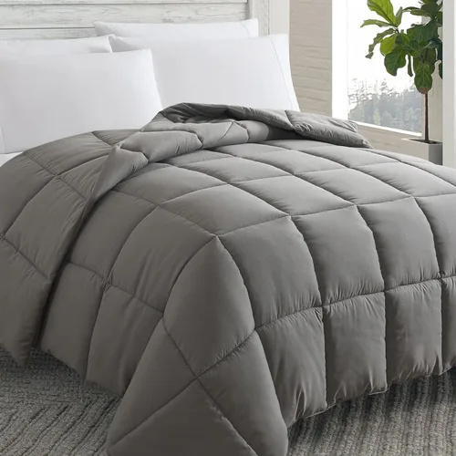 Vista 10 de Cosybay - Edredón con relleno alternativo y acolchado suave, para todas las estaciones, inserto de colcha con pestañas en las esquinas, 88x92 Verde