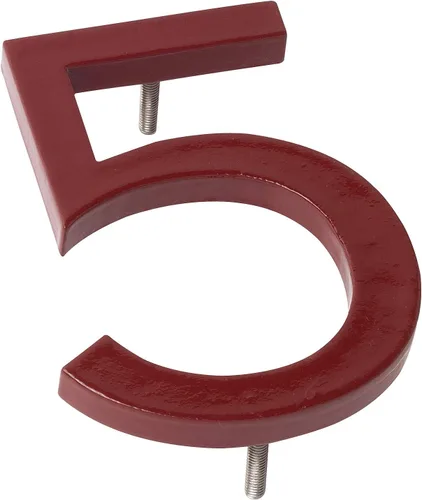Vista 4 de Montague Metal Products MHN-06-F-BR1-2 Números flotantes modernos de aluminio cepillado sólido, 6 pulgadas, ladrillo rojo con recubrimiento en polvo