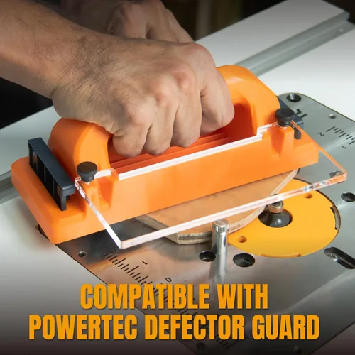 Vista 5 de POWERTEC Bloque de empuje con agarre con soporte retráctil, almohadilla antideslizante y mango desplazado para mejorar el control. Ideal