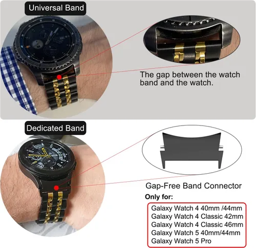Vista 2 de Adaptador de conector sin hueco, accesorios para Galaxy Watch 4, 5, 6 y 7, correa de acero inoxidable de 0.787 pulgadas, compatible con Samsung