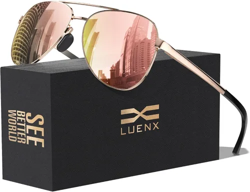 Vista 14 de Luenx Aviator Sunglasses Men Polarized Women Classic UV400 Driving Negro