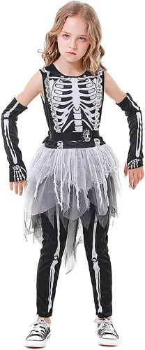 Vista 6 de Seasons Disfraz de esqueleto fantasmal para niñas de Halloween