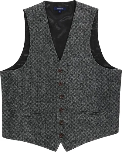 Vista 66 de Gioberti Chaleco de tweed formal de 6 botones para hombres