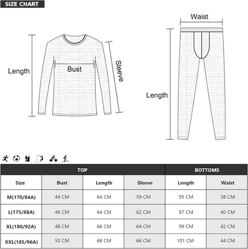 Vista 6 de Ropa interior térmica para hombre, conjunto de pantalones largos con forro polar capa base superior