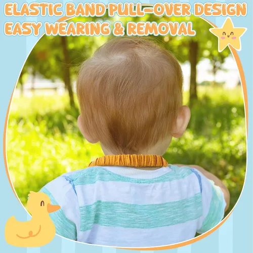 Vista 4 de Shyyween 8 Pack Muslin Bibs Elastic Band Adjustable Bandana Drool Bibs Double Gauze Cotton Pullover for Teething Drooling
