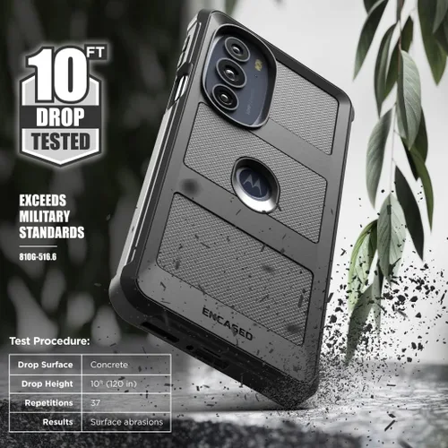 Vista 3 de ENCASED Funda protectora para Motorola Edge Plus 2022 [Falcon Armor] Funda de teléfono resistente, color negro
