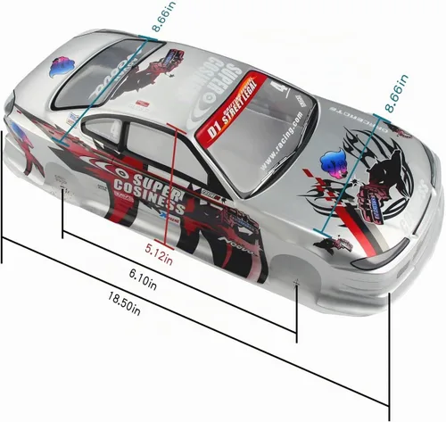 Vista 4 de Manrock 1/10 Escala RC Pintado Drift Racing Touring Onroad Carrocería De Coche Shell Plata