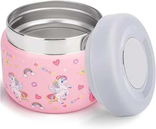 Vista 9 de Charcy Tarro de comida aislado de acero inoxidable para niños, termo de sopa de boca ancha a prueba de fugas, juego de recipientes para 8 horas