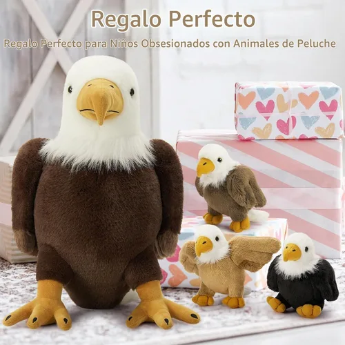 Vista 3 de BENINY - Juego de 4 piezas de peluche de águila calva, 18 pulgadas, mamá águila con 3 bebés