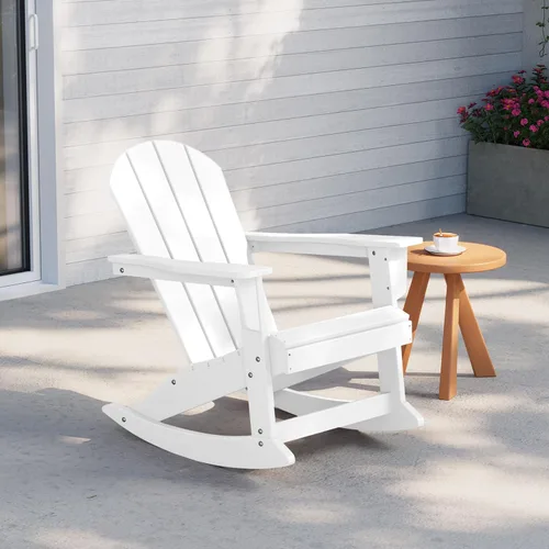 Vista 194 de WestinTrends Silla mecedora Malibu de poliéster para exterior/patio Adirondack, Negra