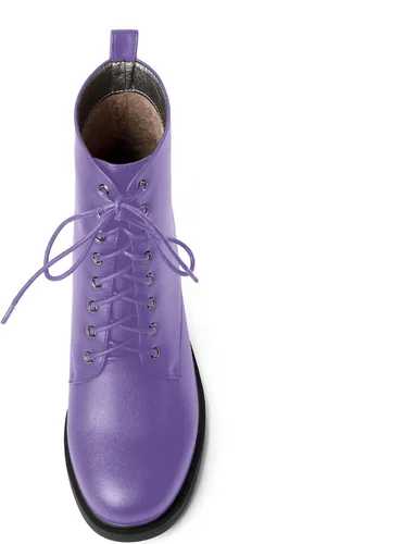 Vista 24 de ROSERWISH Botas altas de tacón bajo y grueso para mujer, con cordones, cómodas, modernas, con puntera redonda, de 2.5 pulgadas