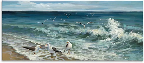 Vista 13 de Stupell Industries 'Sandpiper Flock Shoreline Splashing' Arte en Lienzo Sandpiper Flock Shoreline_v1