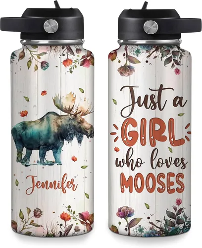 Vista 18 de Hyturtle Botella de agua personalizada con diseño de oso – Botella de acero inoxidable aislada de viaje con tapa a prueba de fugas, 18 onzas, 32