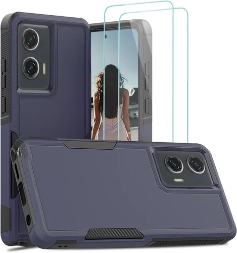 Vista 37 de Jeylly para Moto G Stylus 5G 2021 Funda con [2 Pack] Protector de Pantalla de Vidrio Templado, Protección Grado Militar Anti-Arañazos, Funda A