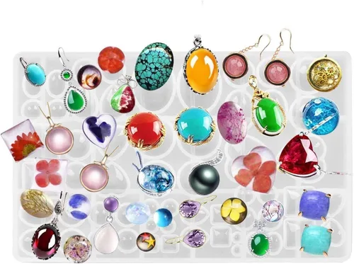 Vista 7 de Lindos aretes de resina molde de silicona mini animal flor arco copo de nieve forma geométrica Expoy molde de fundición de resina para joyería y 1782