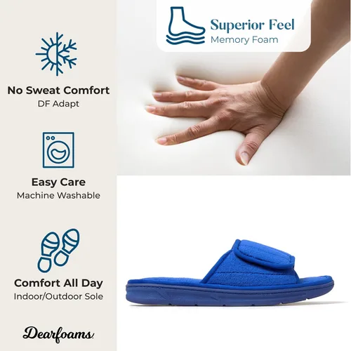Vista 6 de Dearfoams Pantuflas de rizo de espuma viscoelástica ajustables para hombre y exterior