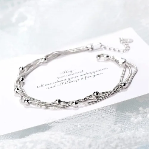 Vista 2 de Pulseras de plata de ley 925 para mujeres y adolescentes, con dije de corazón, modernas e ideales para regalo de joyería