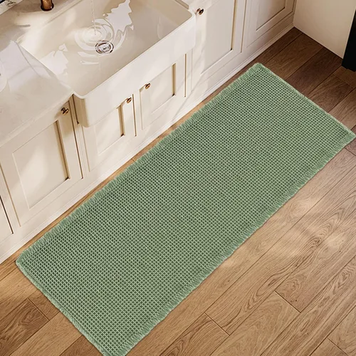 Vista 38 de ZALL - Tapete de baño de punto gofre beige, súper absorbente, antideslizante, largo, color crema, 24 x 72 pulgadas, lavable a máquina, ultra suave