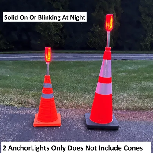 Vista 2 de Keyfit Tools AnchorLight - Cono de seguridad para construcción, advertencia de tráfico, luz de anclaje reflectante, estaca para deportes
