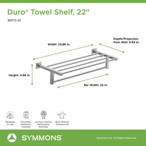 Vista 3 de Symmons 363TS-22 Duro - Toallero de pared con barra en cromo pulido (22 pulgadas)