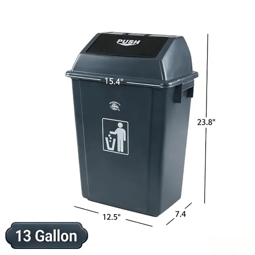 Vista 2 de Paquete de 4 cubos de basura de reciclaje de 13 galones para el hogar dormitorio y la oficina, contenedor de reciclaje grande con tapa, color gris