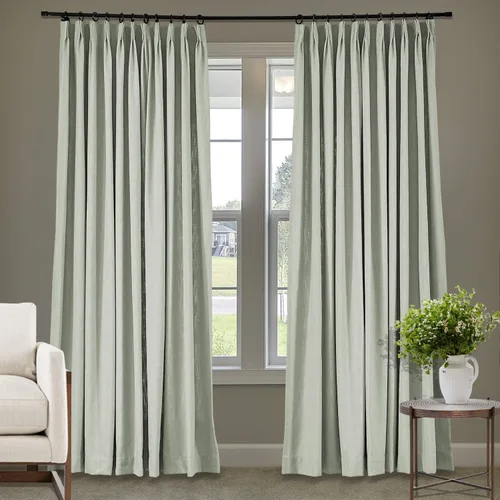 Vista 142 de Frelement Cortinas plisadas de lino de algodón de 100 pulgadas de ancho y 102 pulgadas de largo, cortinas con reducción de ruido para sala