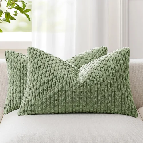 Vista 83 de Kevin Textile - Juego de 2 fundas de almohada de pana suave de 16 x 16 pulgadas, color verde aguamarina Fundas de almohada decorativas de pana