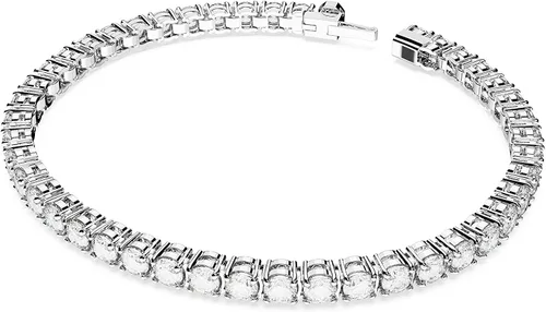 Vista 2 de Swarovski Matrix Tennis Bracelet, Round Cut Crystals, Pink, Blue, Black, Clear, Rhodium, Gold-Tone and Rose Gold-Tone Finishes