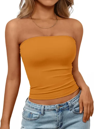 Vista 19 de Trendy Queen Top corto bandeau sin tirantes para mujer Blanco