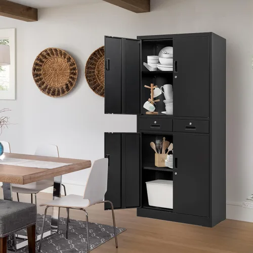 Vista 54 de BESFUR Armarios de almacenamiento de metal con estantes y puertas, armario de almacenamiento con cerradura de 36" de altura para oficina en casa