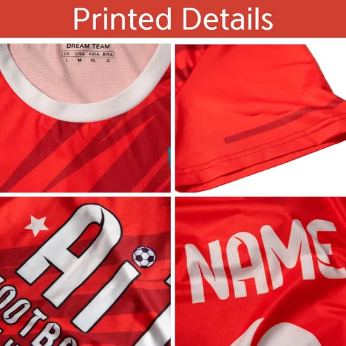 Vista 6 de Camiseta de fútbol personalizada, uniforme, unisex, juvenil, equipo deportivo con pantalones cortos, número de nombre impreso