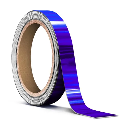 Vista 16 de VViViD Rollo de cinta de vinilo holográfica a rayas azules cromadas (1 pulgada x 25 pies)