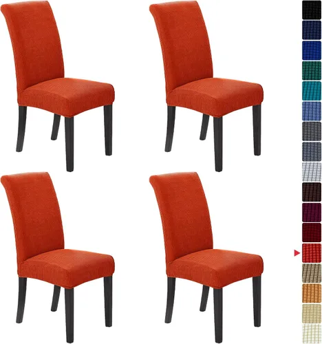 Vista 45 de Juego de 2 fundas para sillas de comedor, fundas elásticas para sillas de comedor, fundas para sillas de cocina de jacquard texturizadas, decoración