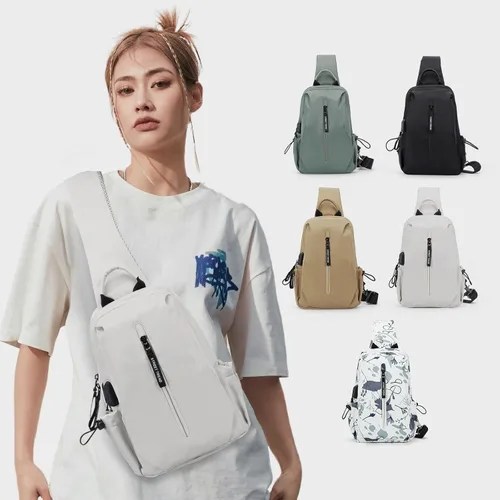 Vista 5 de Bolsa de mensajero para hombres, mochila cruzada pequeña, bolsa de hombro para hombres y mujeres, mochila con correa de lona