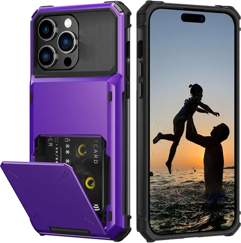 Vista 69 de Nvollnoe Compatible con iPhone 15 Funda con ranura para tarjetas, resistente, protectora de doble capa, a prueba de golpes, ranura oculta
