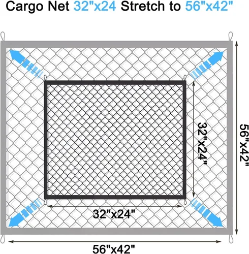 Vista 4 de BAILALIBO Red de Carga Extensible, Redes de Malla Elástica Ajustables para Maletero con Gancho de Metal Universal para SUV, Camiones, Accesorios