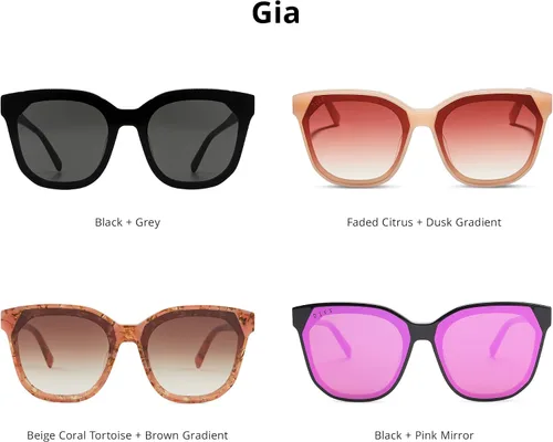 Vista 3 de DIFF Gafas de sol Gia de diseñador de gran tamaño para mujer, 100% UVAUVB, marcos de tortuga