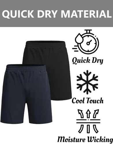 Vista 4 de COOFANDY Pantalones cortos de entrenamiento de gimnasio para hombre de 7 pulgadas, paquete de 2 pantalones cortos deportivos de secado rápido