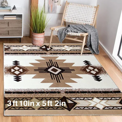 Vista 60 de YHSF South West - alfombra estilo nativo americano del suroeste C318 - fácil de limpiar, gruesa, suave, duradera, alfombra inspirada en tribus
