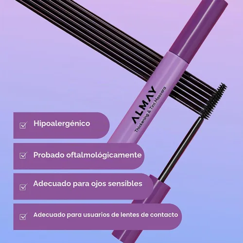 Vista 10 de Almay Máscara para engrosamiento y tinte, 401 negro más negro, 1 unidad