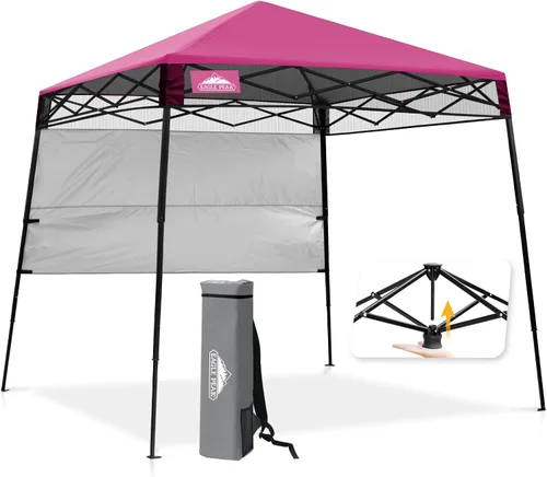 Vista 24 de EAGLE PEAK Toldo Emergente de 8x8 pies con Pared Lateral, Compacto, Portátil con Patas Inclinadas, Refugio Solar Instantáneo para Playa, Deportes