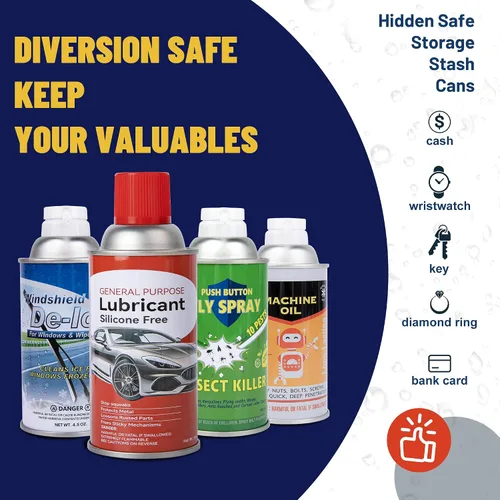 Vista 6 de BarGifts Caja Fuerte Oculta Lata de Aerosol Falsa con Compartimento Oculto, Almacenamiento Oculto Mantiene Tus Objetos de Valor Seguros Como Dinero