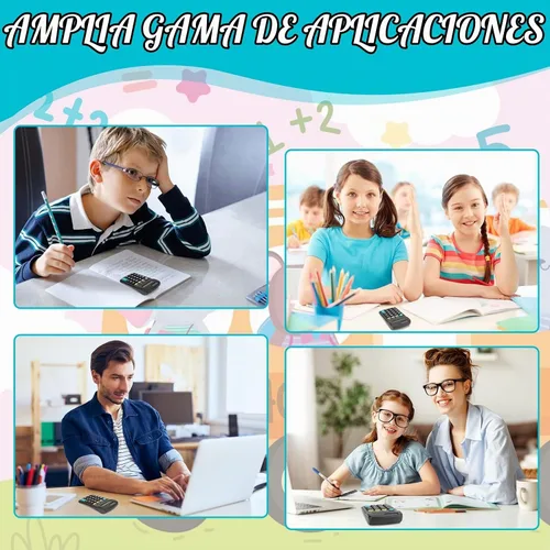 Vista 6 de Paquete de 24 mini calculadoras básicas, pantalla de 8 dígitos, batería solar y alimentación de CA, portátil para oficina, escuela y hogar