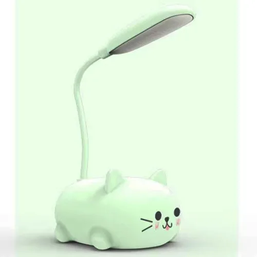 Vista 10 de Neioaas Lámpara LED de escritorio para niños, bonita lámpara de gato luz de lectura recargable por USB, luz de mesa LED portátil, cuello de ganso