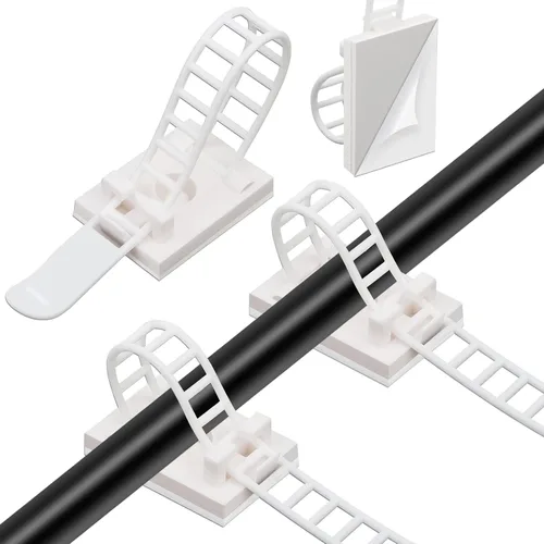 Vista 10 de Segarty Clip para cables, 100 unidades pequeñas de color negro, ideal para organizar cables, autoadhesivas, gestión de cables para colgar cables