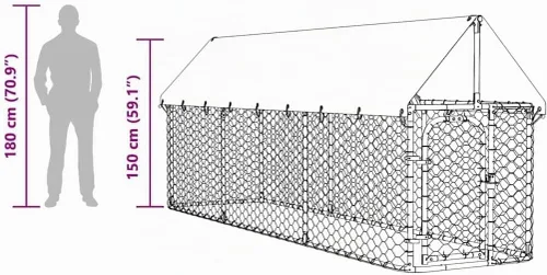 Vista 4 de vidaXL Perrera para perros al aire libre con techo 157.5"x39.4"x59.1
