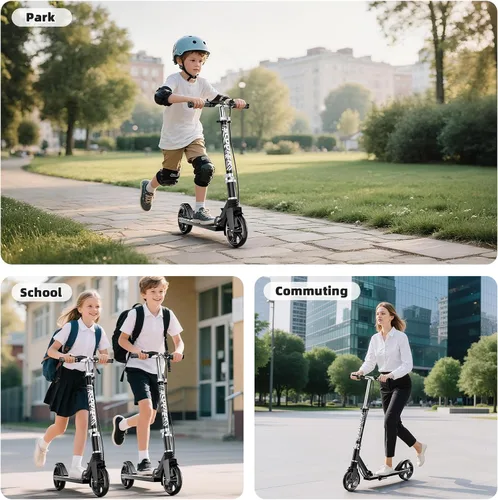 Vista 6 de Scooters for Kids 8-12, Teens & Adults - Load 240 LBS, 8-Inch Wheels, Kick Scooter with Shock Absorption System, Hand Brake & Bell, 4 Adjustable