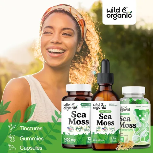 Vista 8 de Wild & Organic Gotas líquidas de musgo marino – Apoyo inmunológico – Tintura de musgo marino irlandés y vejiga – Suplemento multimineral Chondrus