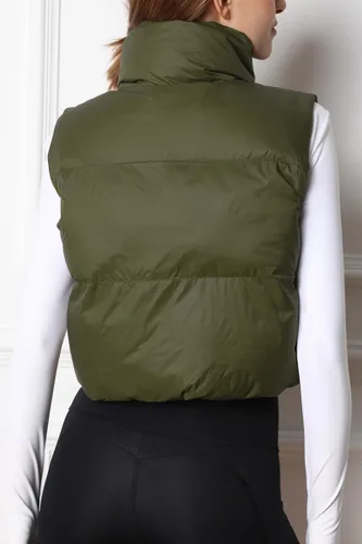 Vista 4 de AUTOMET Chaleco acolchado corto para mujer, ligero, sin mangas, cálido, chaleco acolchado