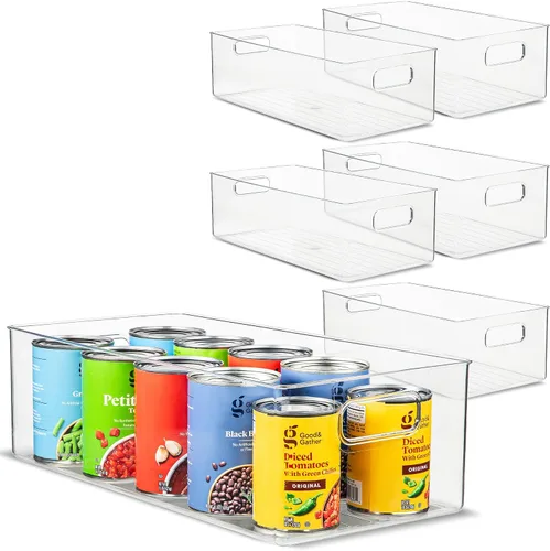 Vista 24 de Contenedor de plástico transparente para almacenamiento de alimentos con asas para organizar cocina, despensa, refrigerador, congelador, despensa